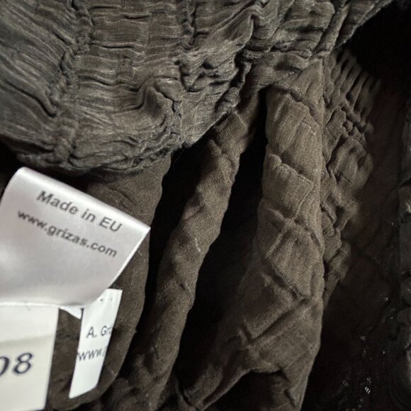 Grizas Womens XL Crinkle Linen Silk Asymmetric Hem Tunic Top with Pocket Brown - Picture 5 of 9